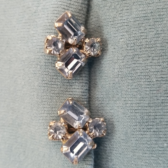Vtg blue topaz rhinestone earrings - Picture 3 of 6
